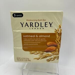 Yardley London Bath Bar Soap, 4.25oz Oatmeal & Almond 3 Pack Soothing Exfoliates